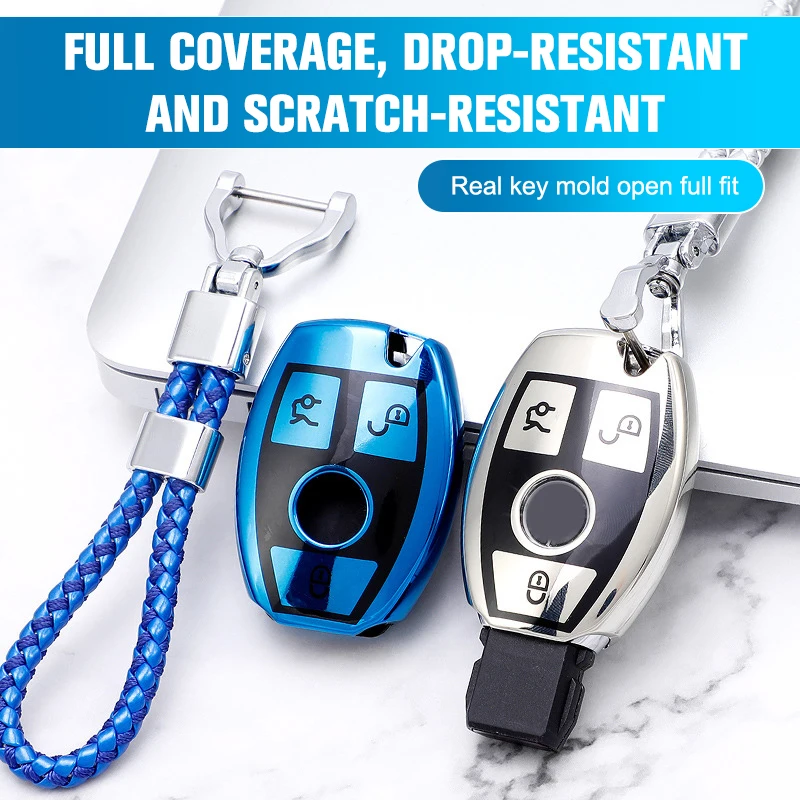 

2 Buttons Soft TPU Car Key Case Cover Shell For W212 C180 GLK300 CLS CLK