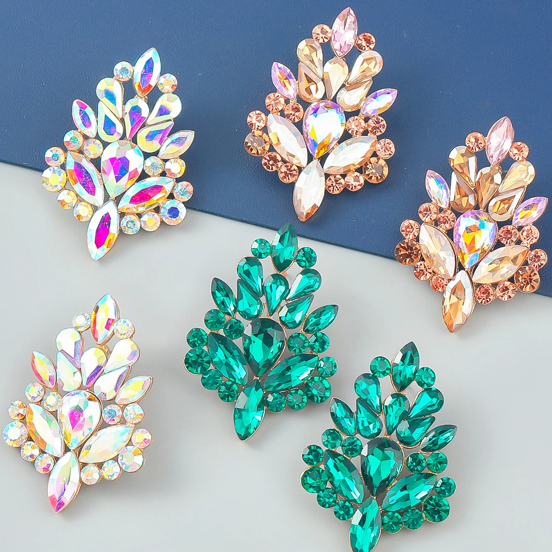 

2022 Trend Multi-color Rhinestone Flower Earrings for Woman Accessories