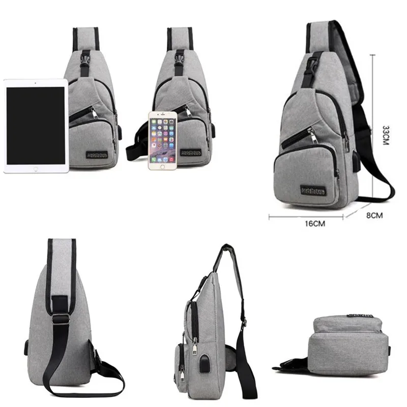 Мужские сумки через плечо с USB-зарядкой Мужская нагрудная сумка защитой от кражи