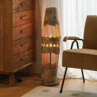 Wood Hollow-out Living Room Floor Lamp Bed & Breakfast Style Retro Bedroom Ambience Light Sofa Decoration