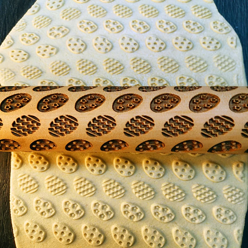 

Easter egg print rolling pin roller embossing flip sugar cookies cookies rolling pin Christmas bakeware