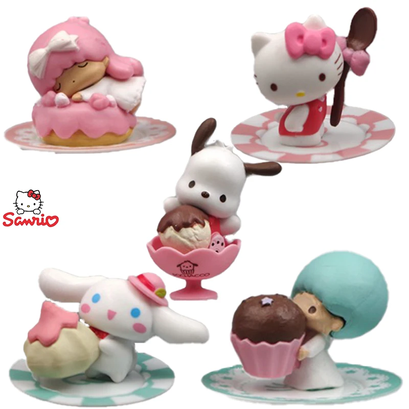 

5 шт./компл. Kawaii Sanrioed Cinnamoroll Hellokitty полако экшн-Фигурки ПВХ Куклы Подарки для детей