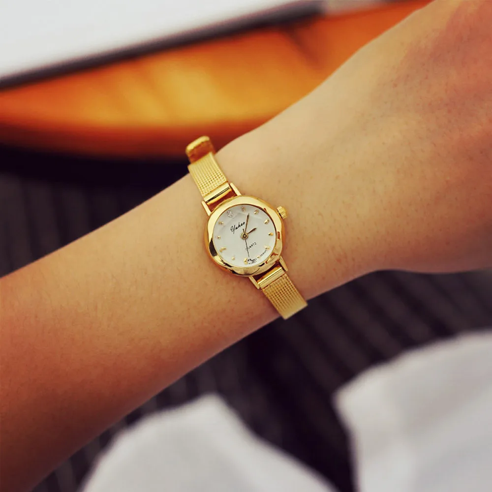 Watch women's top brand luxury watch women's clock stainless steel silver mesh with quartz watch