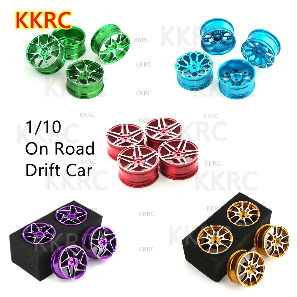 4 шт. 52 мм металлический обод колеса ступица резиновая шина для 1/10 On-road Racing Дрифт-тур HSP 94123 94122 TAMIYA TT01 TT02 SAKURA D5