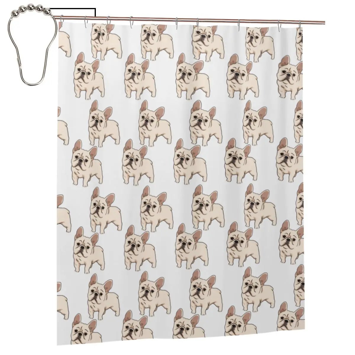 

French Bulldog Shower Curtain for Bathroon Personalized Funny Bath Curtain Set with Iron Hooks Home Decor Gift 60x72in