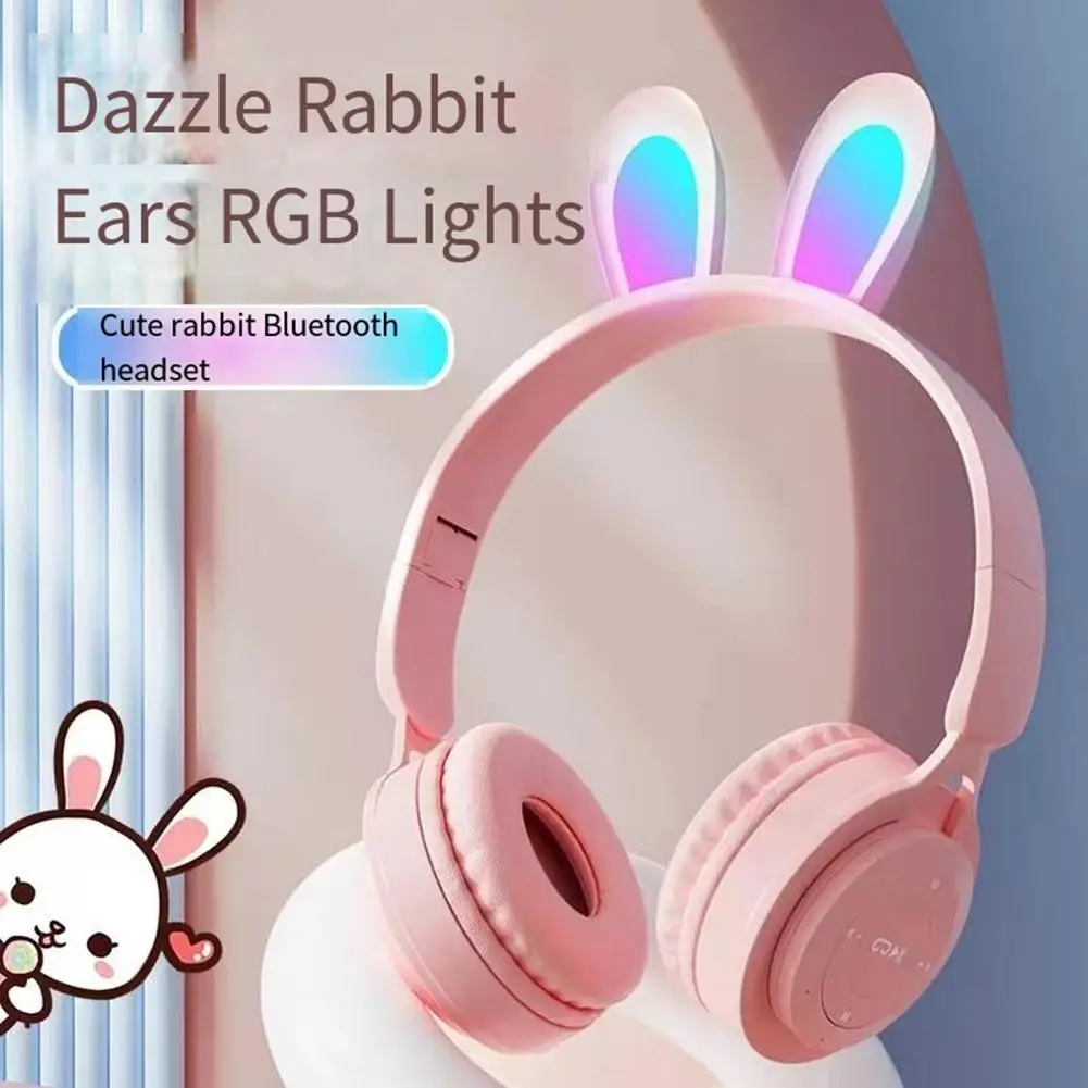

Y08r Wireless Blue-toothcompatible Headphones Cute Rabbit Ears Design Touch Control Music Headset Girls Gifts