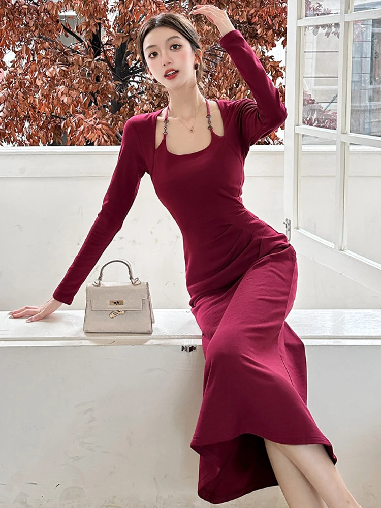 Женское платье MingJieBiHuo черное/красное