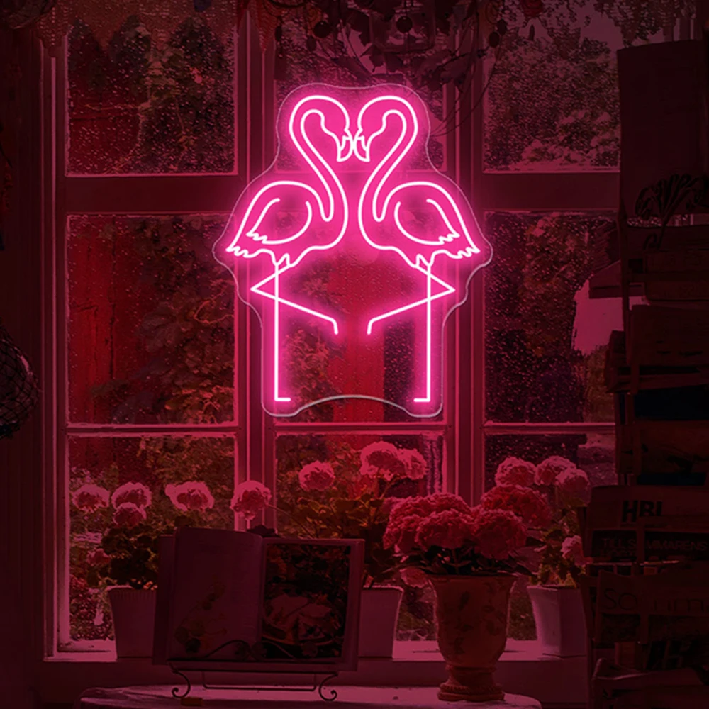 Неоновые вывески фламинго для спальни гостиной Настенный декор неоновые на