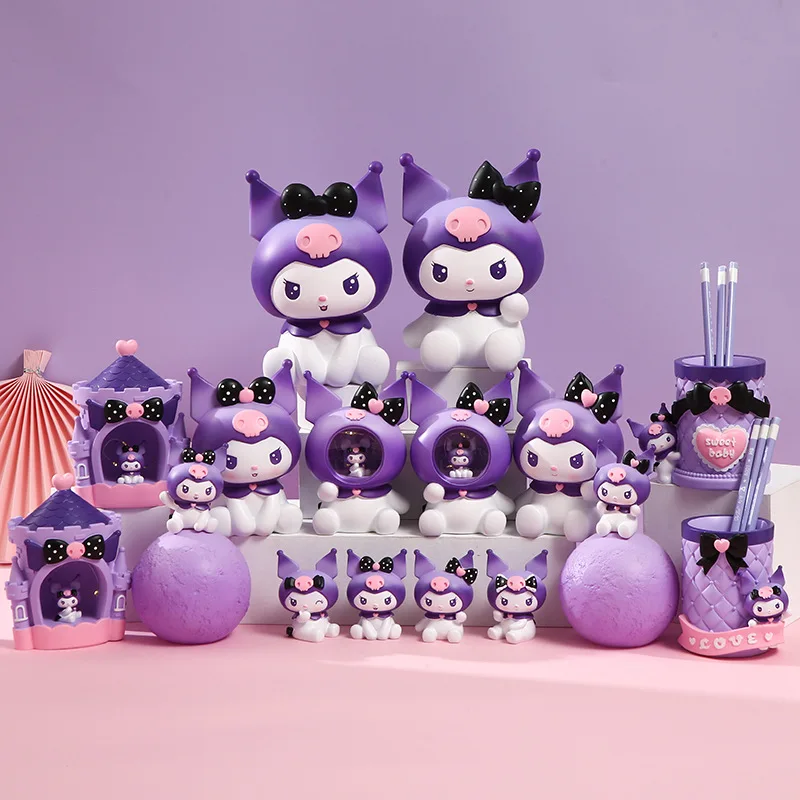 

Anime Kawaii Sanrio Kuromi Cute Cartoon Desktop Ornament Creative Popular Piggy Bank Night Light Pen Holder Desktop Decoration