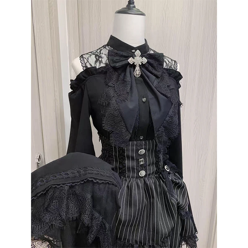 Фото Kawaii Женские рубашки Jirai Kei Lolita Y2K Симпатичная блузка в японском стиле Элегантные милые топы с длинными рукавами Повседневная эстетичная рубашка 2024 №5