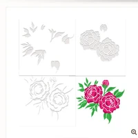 2022 hot sale peony floral layering stencils cutting die diy painting scrapbook coloring embossing album decorate craft template