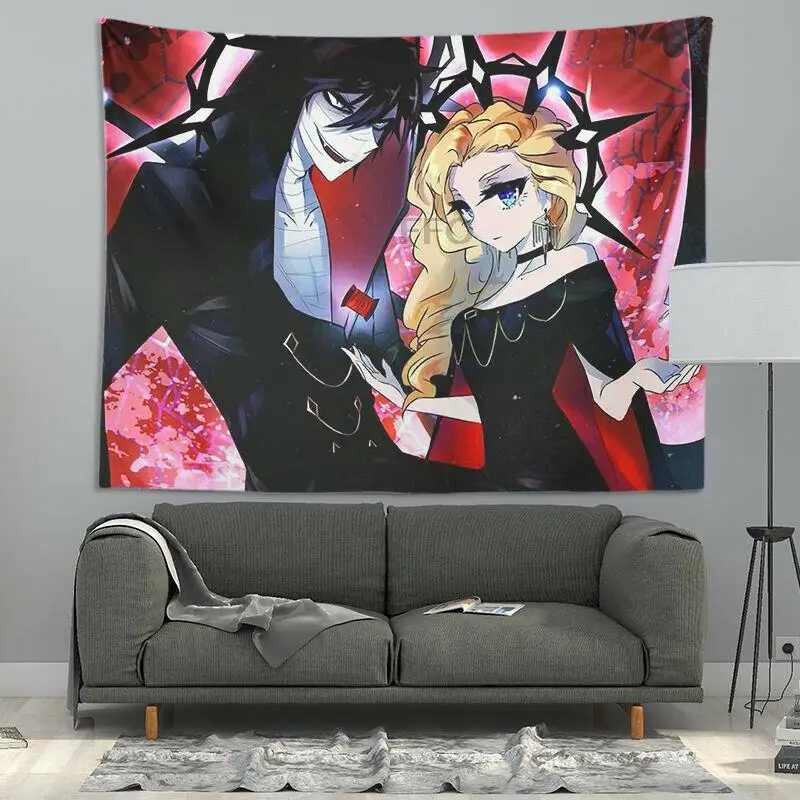 

FFO Japanese Anime Angels of Death Tapestry Wall Hanging Cartoon Decorative Tapestries Yoga Background Decor Bedroom Dormitory