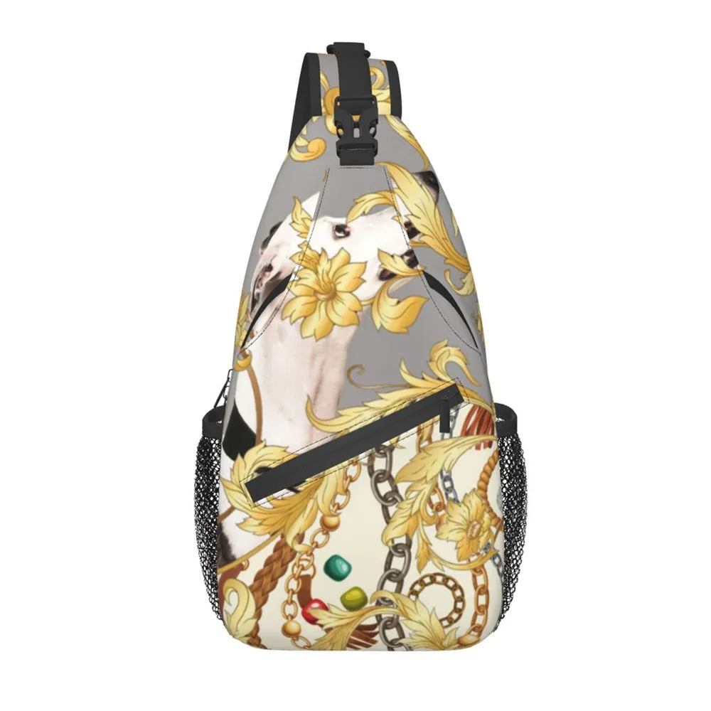 Noisydesigns Women Men Cross Body Sling Bags 3D Greyhound Dog Pattern Golden Floral Luxury Travel Bolsa 2022 Belt Party Dropship