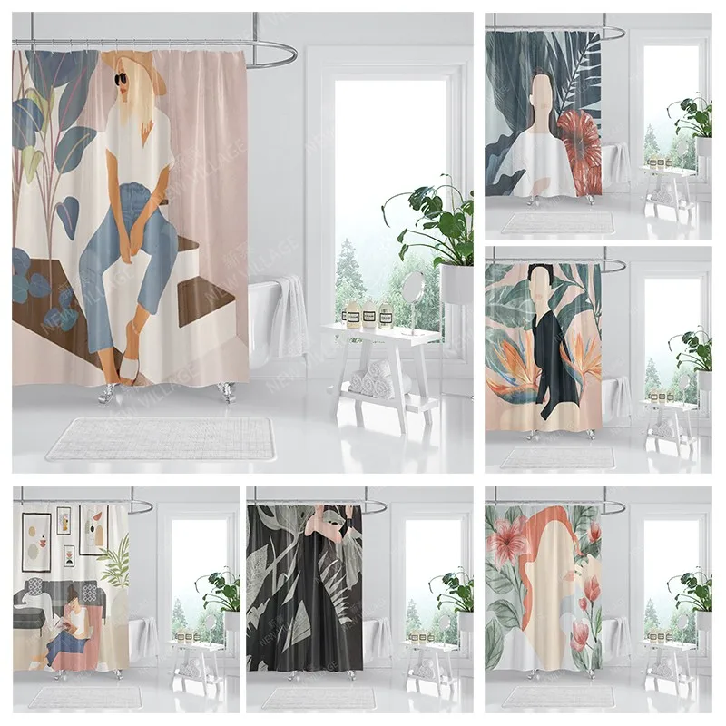 

Водонепроницаемая тканевая занавеска для душа, занавеска для ванной комнаты, аксессуары для ванной комнаты, 180x200 см, 240*200, современный сканд...