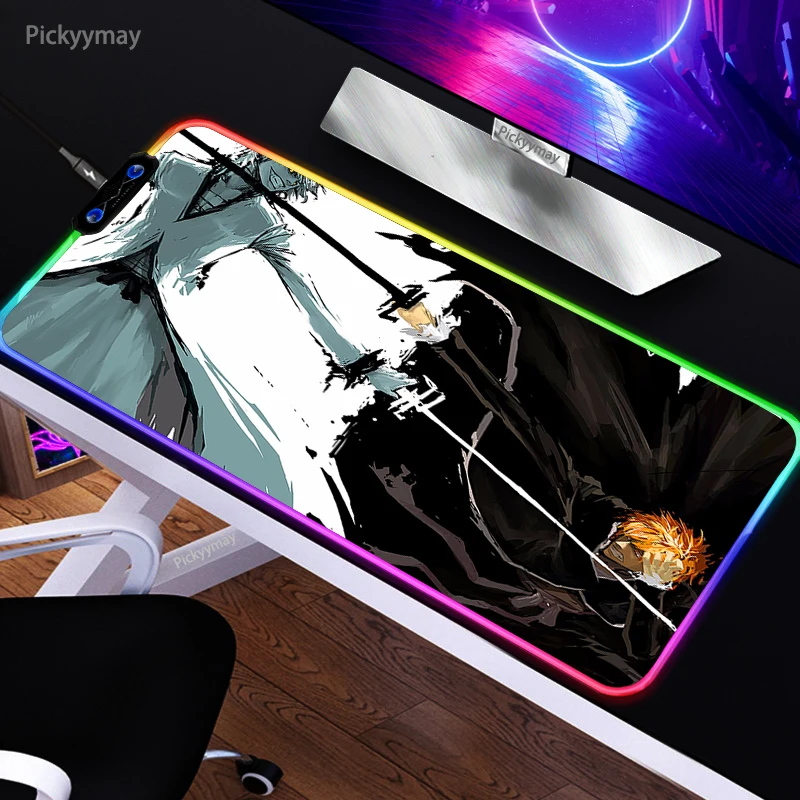 Bleach LED Anime RGB Mouse Pad Desk Mat Mause PC Gaming Computer Extended Rug Gamer Gabinete Carpet Table Carpet With Backlit