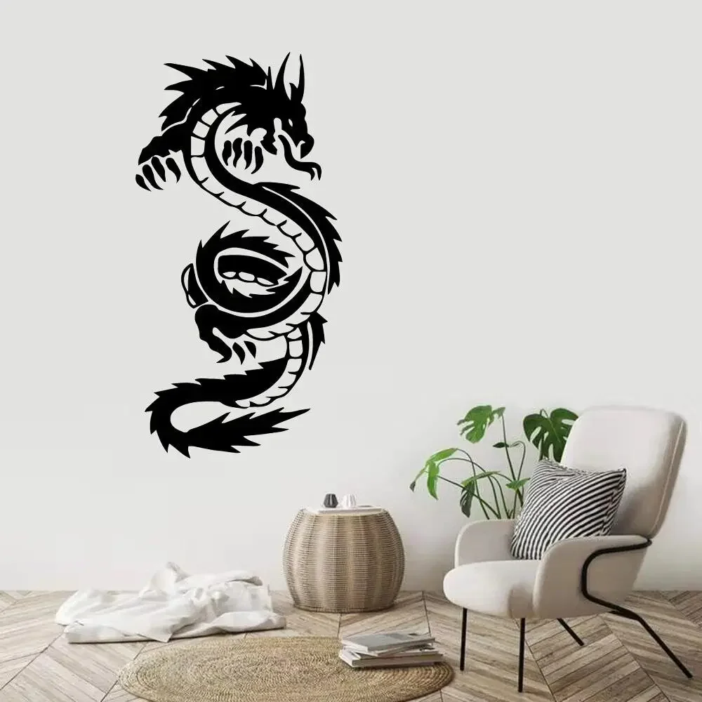 Горячие Черные Мультяшные наклейки на стену дракона ПВХ роспись искусство