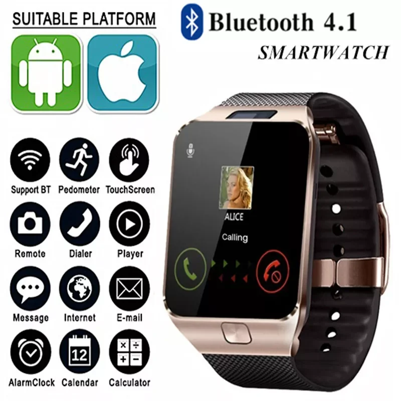 

Smart Watch IP67 Bluetooth Music Smartwatch Camera With SIM Card Call Smart Watch Men Women Reloj Inteligente For Android