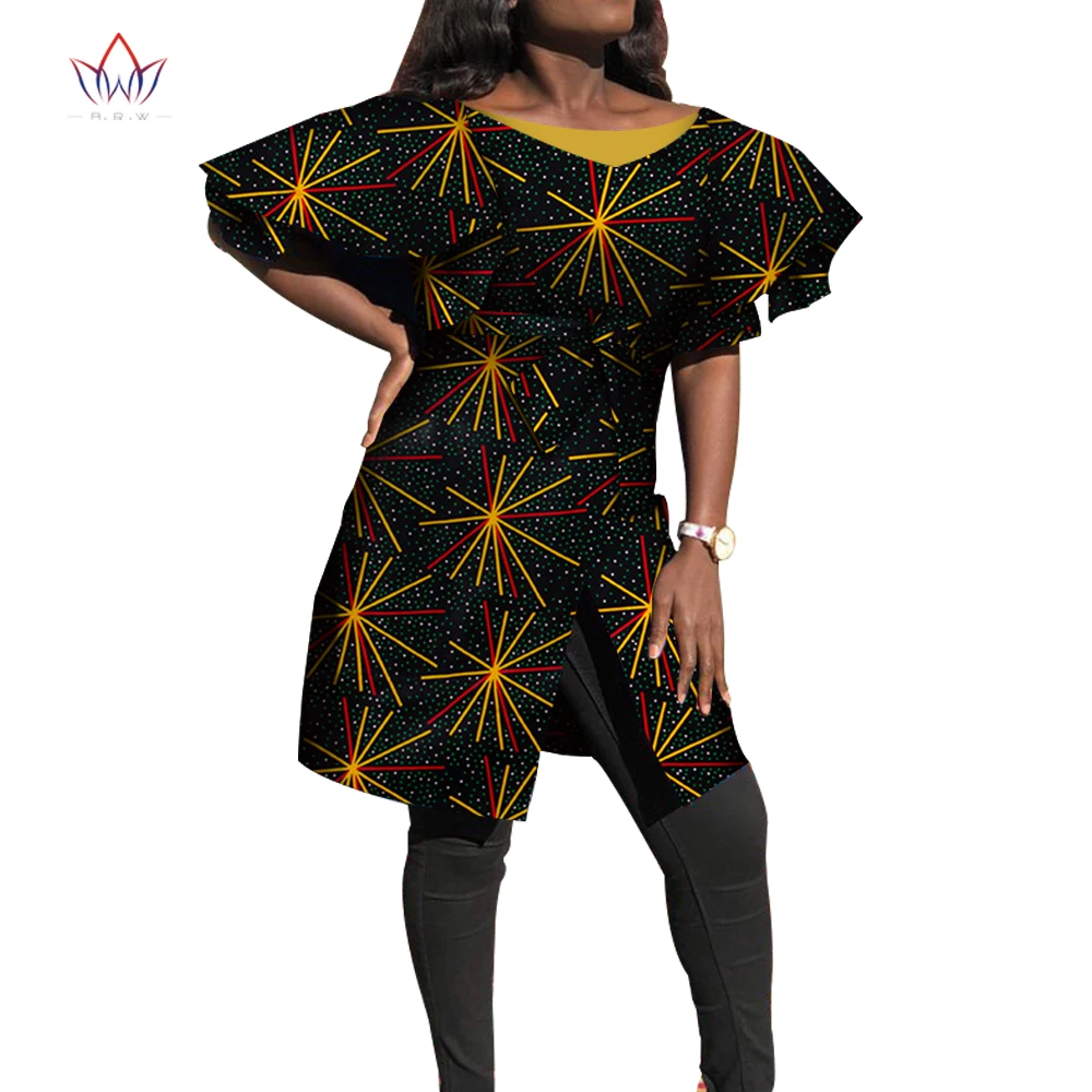 

Африканские платья Дашики для женщин базин богатые африканские платья с большим рукавом с оборками Модная элегантная африканская одежда А...