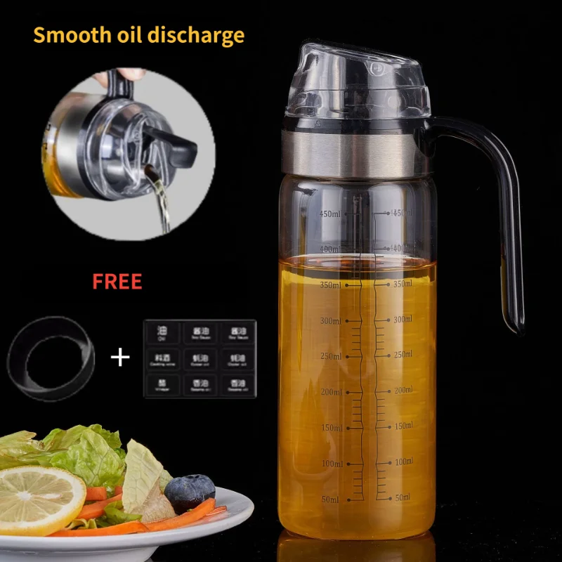 

Automatic Opening and Closing Oil Tank Leak-proof Glass Oil Bottle Meterable Kitchen Gravity Soy Sauce Bottle Vinegar Pot