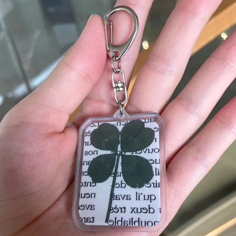 Новый креативный акриловый брелок с четырьмя листами клевера двусторонний кулон