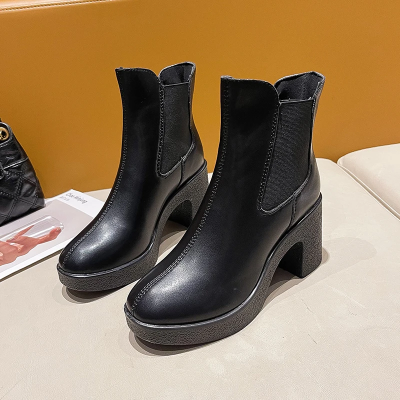 

Children's Autumn Winter New Style Smoke Tube Boots Elastic Sleeve Waterproof Platform Fashion Boots High-heeled Women's Shoes