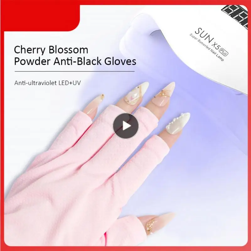 

Manicure Pink Gloves Anti-ultraviolet Anti-light Tanning Phototherapy Machine Roasting Black Roasting Lamp Block Exposed Fingers