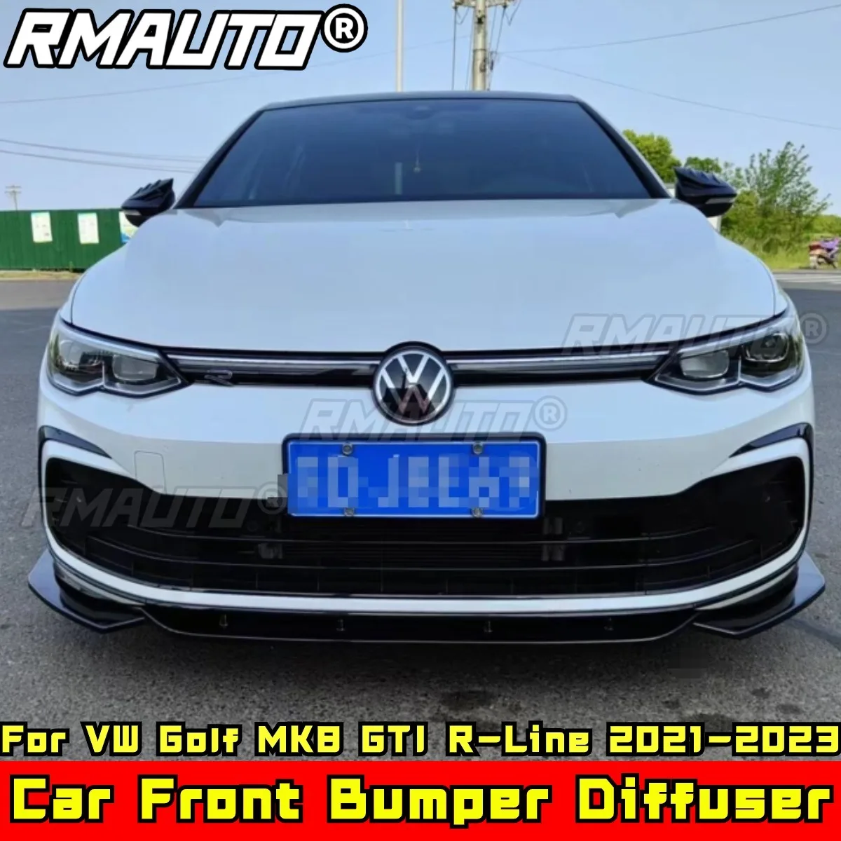 Комплект кузова для VW Golf MK8 GTI R-Line 2021-2023 передний бампер диффузор глянцевый черный