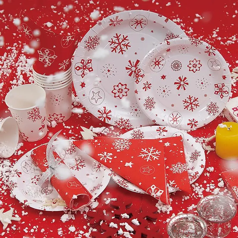 1 Set Of Dinnerware Christmas Napkins Christmas Plates Christmas Themed Plates Christmas Dinnerware Set Paper Plates Paper Cups