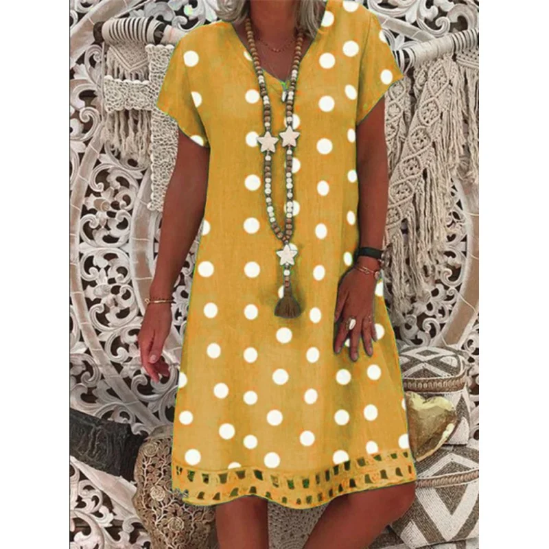 

Cross-Border Cross-Border2020Amazon European and American Women WISHFashion Hot Short SleeveVCollar Printed Mid-Length