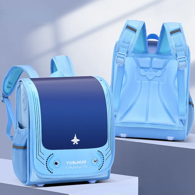 Japanese Style Boys Girls Simple Waterproof PU Backpacks 2022 New Grade 1-6 Children Primary School Students Fashion Schoolbags