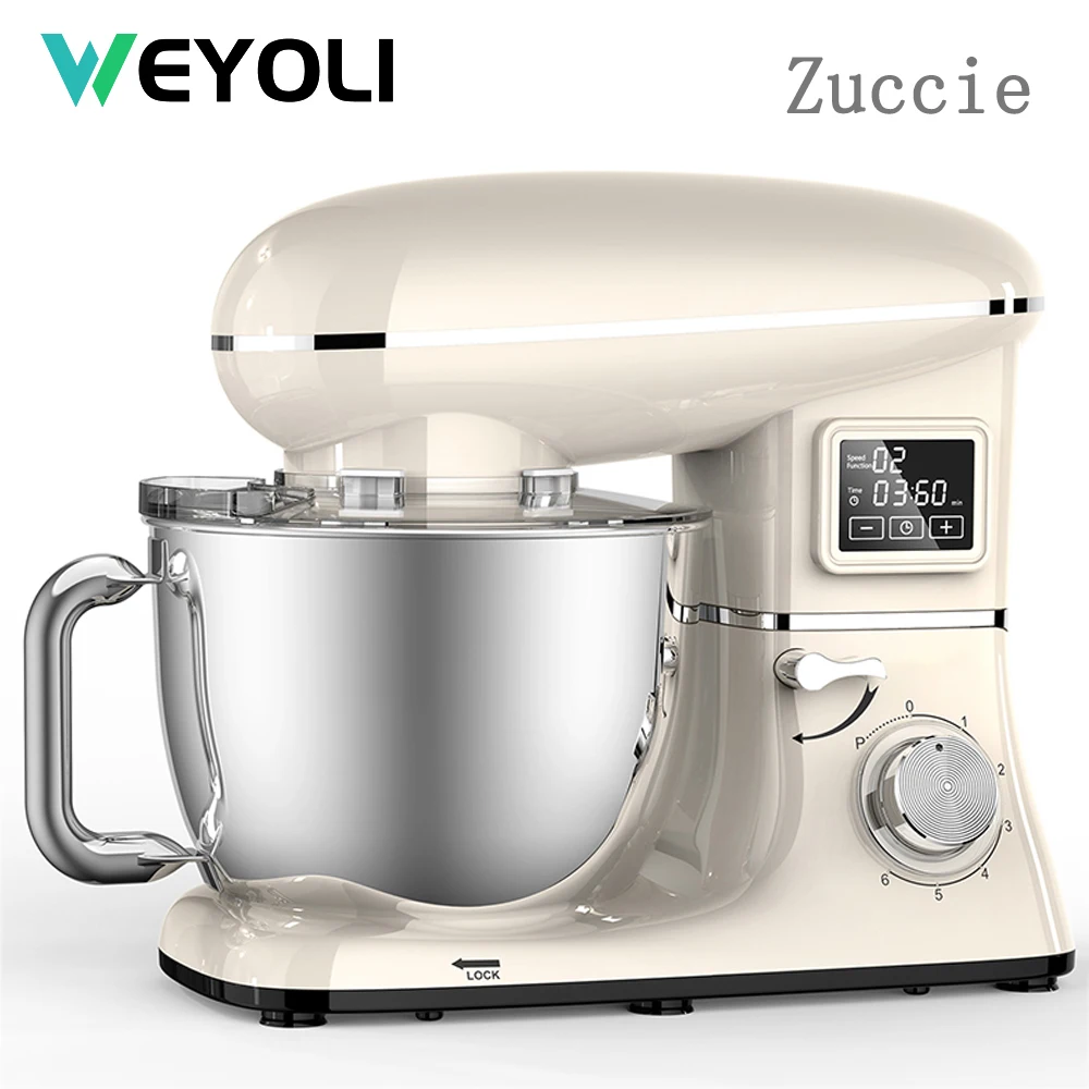 

WEYOLI 6.5L Mixer Planetary 6-speed Kitchen Food Blender Stainless Steel Bowl Cake Mixer Machine Kneader Cream Egg Whisk