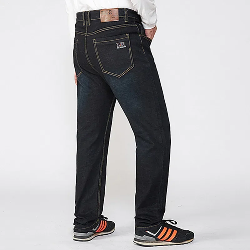 Летние джинсы больших размеров мужские очень эластичные свободные джинсовые