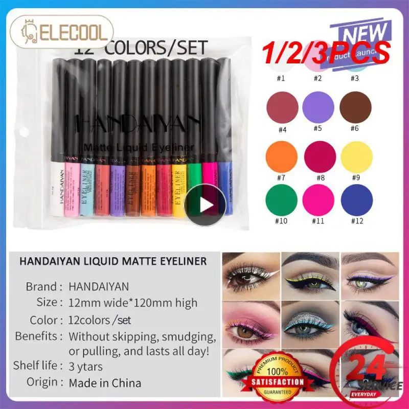 

1/2/3PCS Handaiyan 12 Colors Matte UV Luminous Liquid Colorful Eyeliner Kit Waterproof Easy To Wear Make Up Eye Liner Pencil