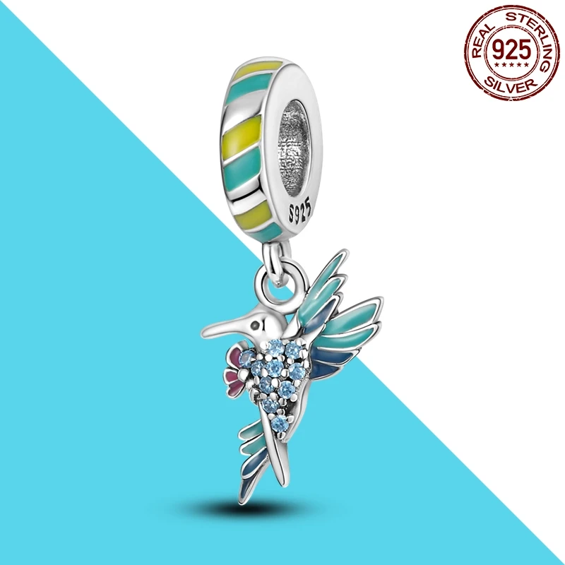 

Hummingbird Dangle Charms 925 Silver Fit Original Pandora Bracelet DIY Bird Charm Bead For Silver Jewelry Making