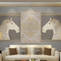 custom 3d photo luxury european home decor gold horse large mural non woven wallpaper for bedroom living room background wall