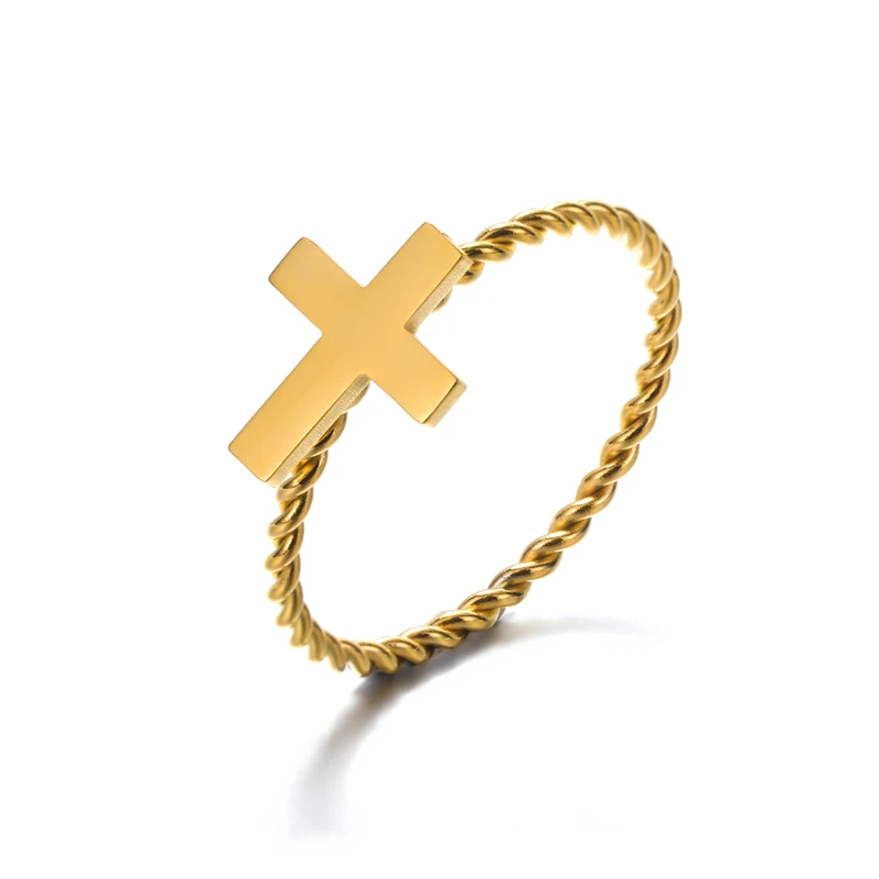 

Minimalism Cross Twisted Rings For Women Christian Jesus Jewelry Stainless Steel Knuckle Ring 2022 Female