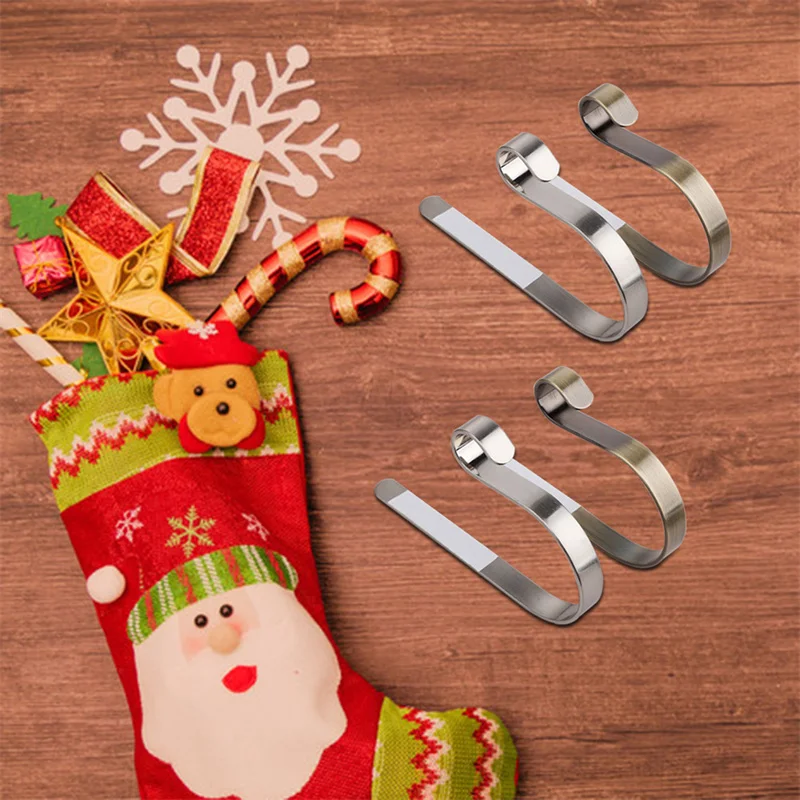 Christmas Sock Hook Fireplace Hanger Metal Clips Xmas Stocking Holder Rack Jewelry Clasp Christmas Party Tree Hanging Hooks