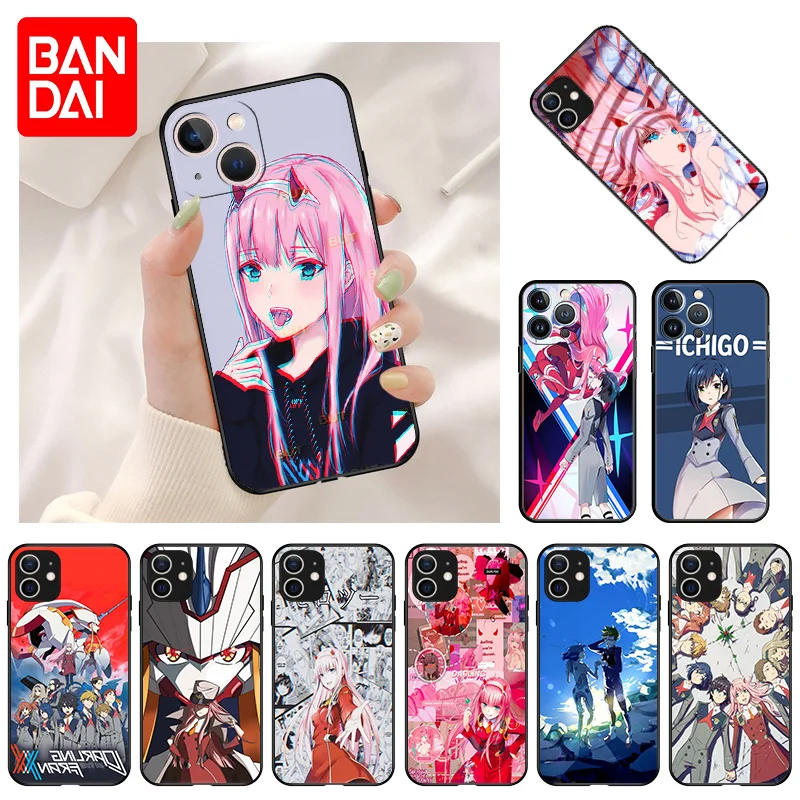 

Soft Phone Case For iPhone 13 11 12 Pro Max Mini XR XS SE X 8 7 6 Plus Anime Darling in the FranXX Shockproof Bumper Black Cover