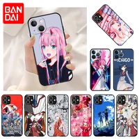 soft phone case for iphone 13 11 12 pro max mini xr xs se x 8 7 6 plus anime darling in the franxx shockproof bumper black cover