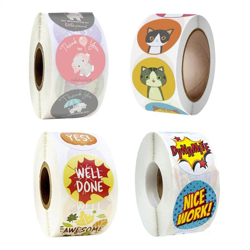 

100PCS Kawaii Elephant Cat Sealing Sticker Thank You Paper Stickers Aesthetic Child Decorative Scrapbook for Kids Stationery