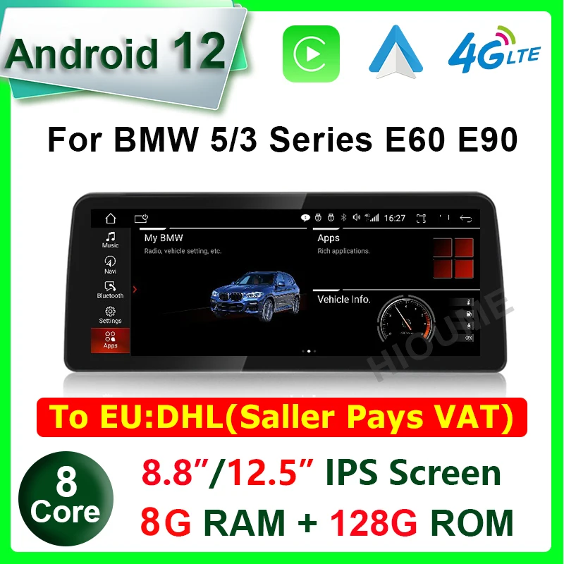 

8.8" /12.5" 8Core 8G+128G Android 12 Car Multimedia Player GPS Radio for BMW 5 Series E60 E61 E62 E63 3 Series E90 E91 CCC/CIC
