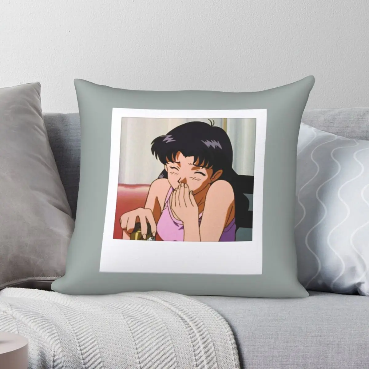 

Misato Katsuragi Polaroid Pillowcase Polyester Linen Velvet Creative Zip Decor Throw Pillow Case Home Cushion Cover Wholesale