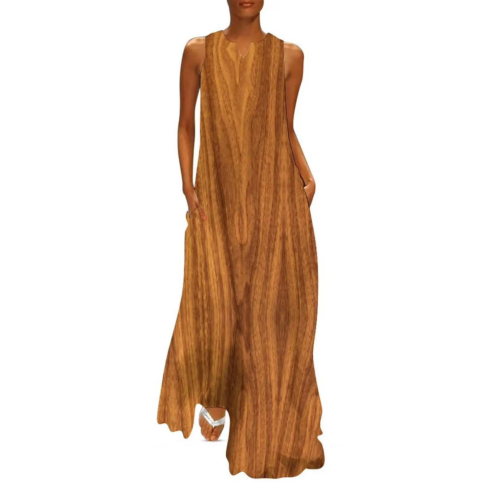 Длинное платье из тикового дерева с цифровой текстурой женские платья роскошное