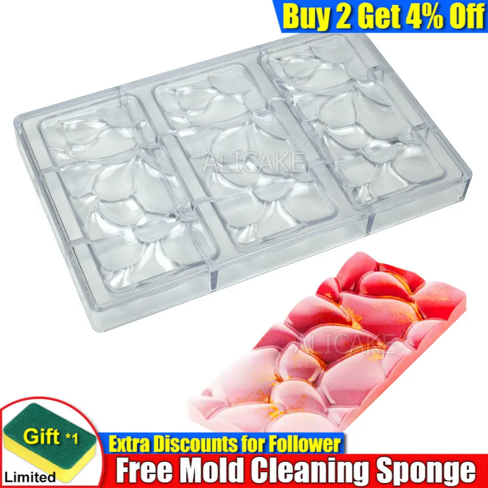 

Polycarbonate Chocolate Mold Cobblestone Petal Shape Professional Confectionery Candy Bar Bonbons Baking Pastry Tools