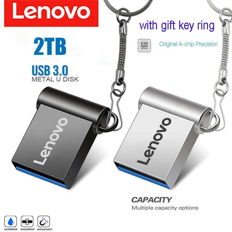 

Оригинальный USB флеш-накопитель Lenovo 2 ТБ 1 ТБ, высокоскоростной металлический USB 3,0 портативный накопитель, музыкальный флеш-накопитель