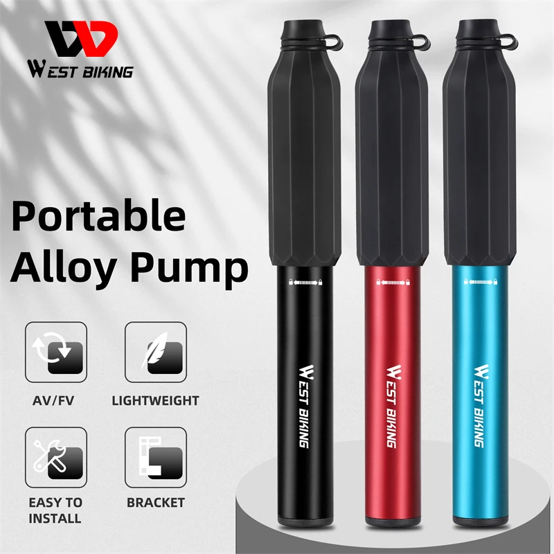 

Portable Tire Inflator Schrader Presta Extension Hose Manual Air Compressor MTB Road Bike WEST BIKING 3 Color Bicycle Air Pump