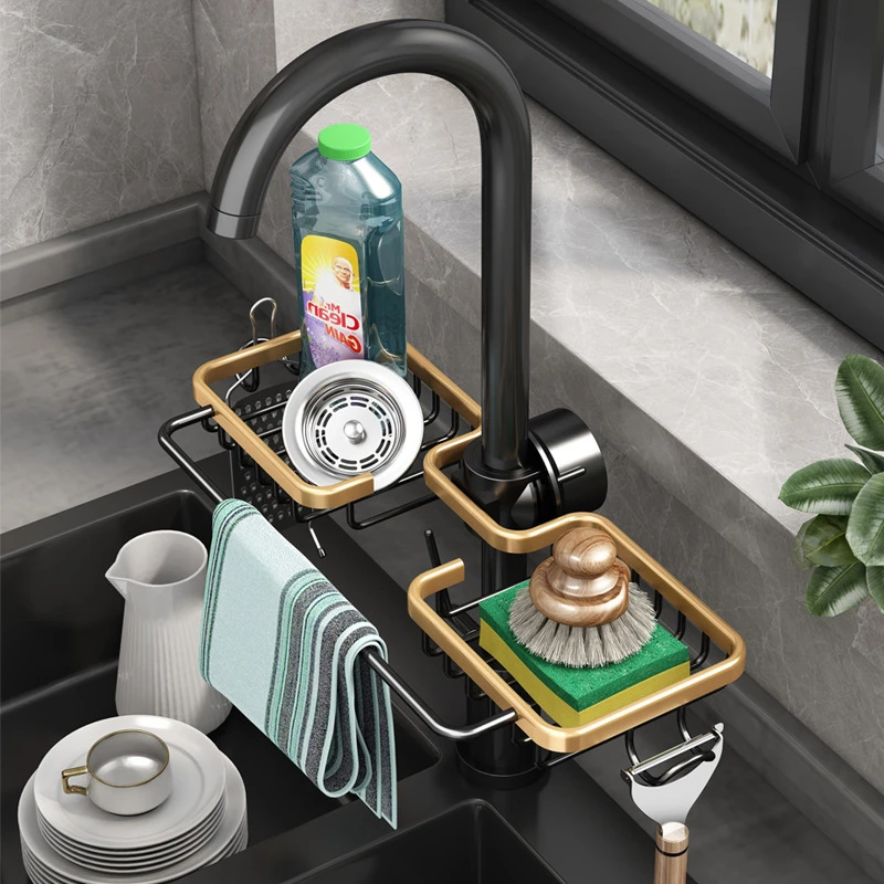 

Стеллаж для слива кухонной раковины, стеллаж для губки, стеллаж для мыла, полка, органайзер, аксессуары для ванной комнаты, алюминий