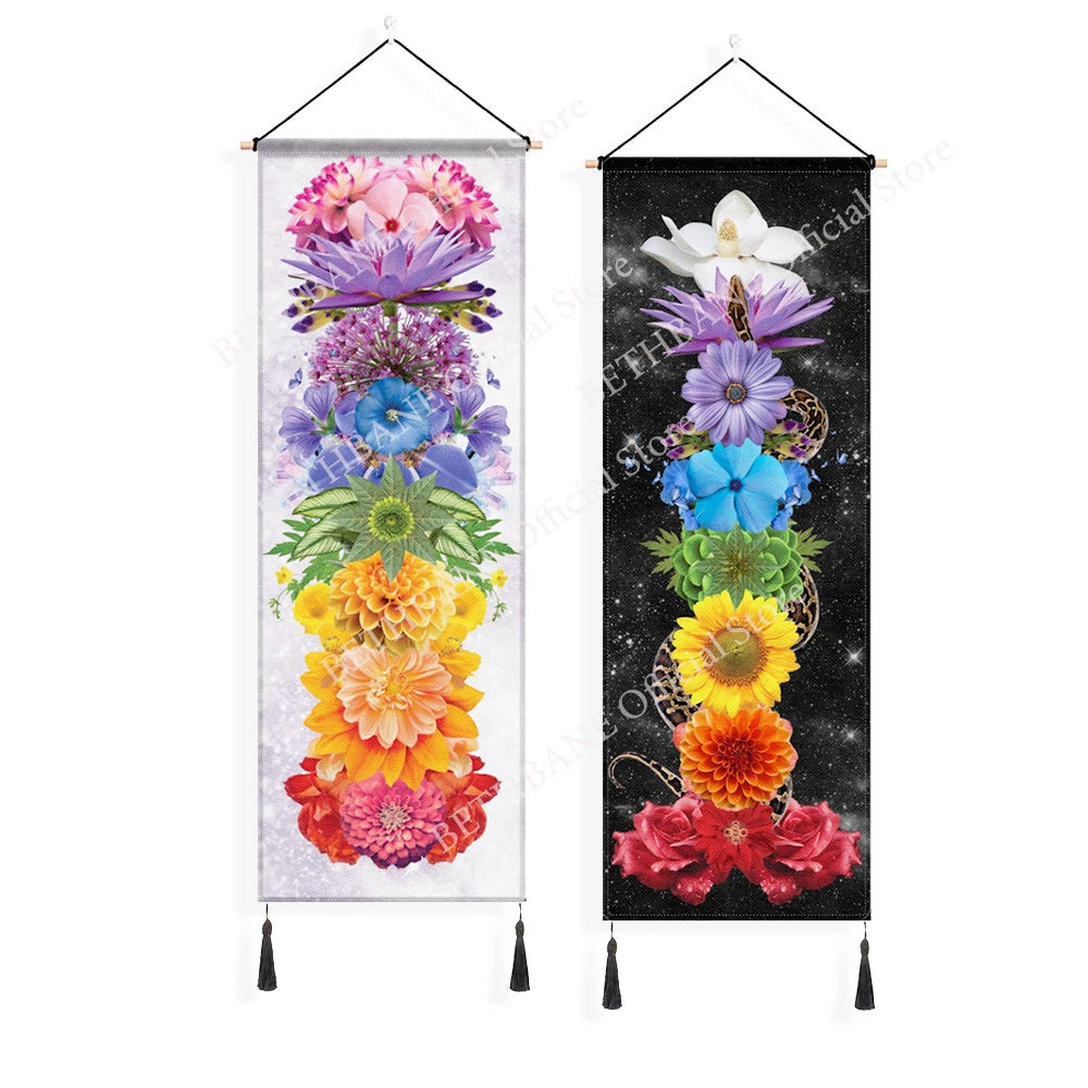 Гобелен с цветочным принтом чакр настенный гобелен для медитации Kundalini Energy из