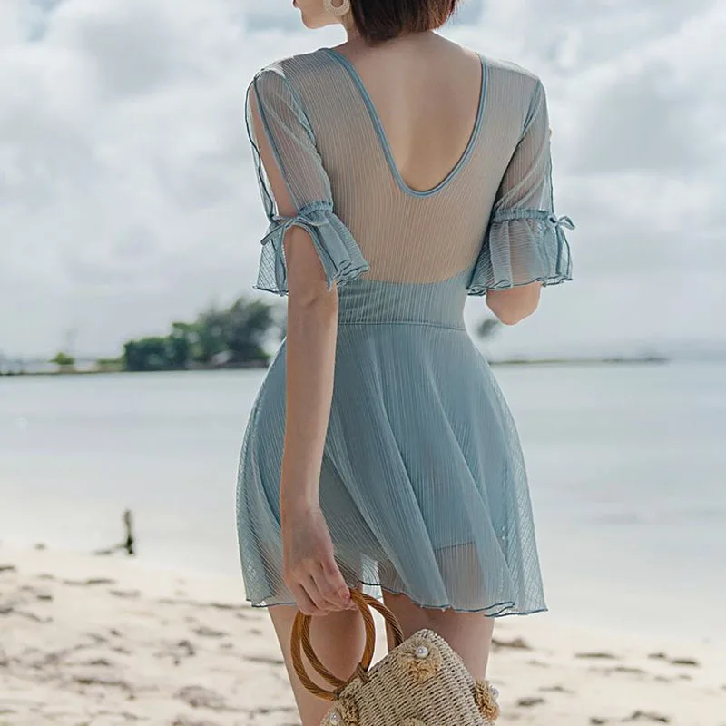 Новинка лета 20236 женская одежда сплошного цвета с V-образным вырезом и коротким