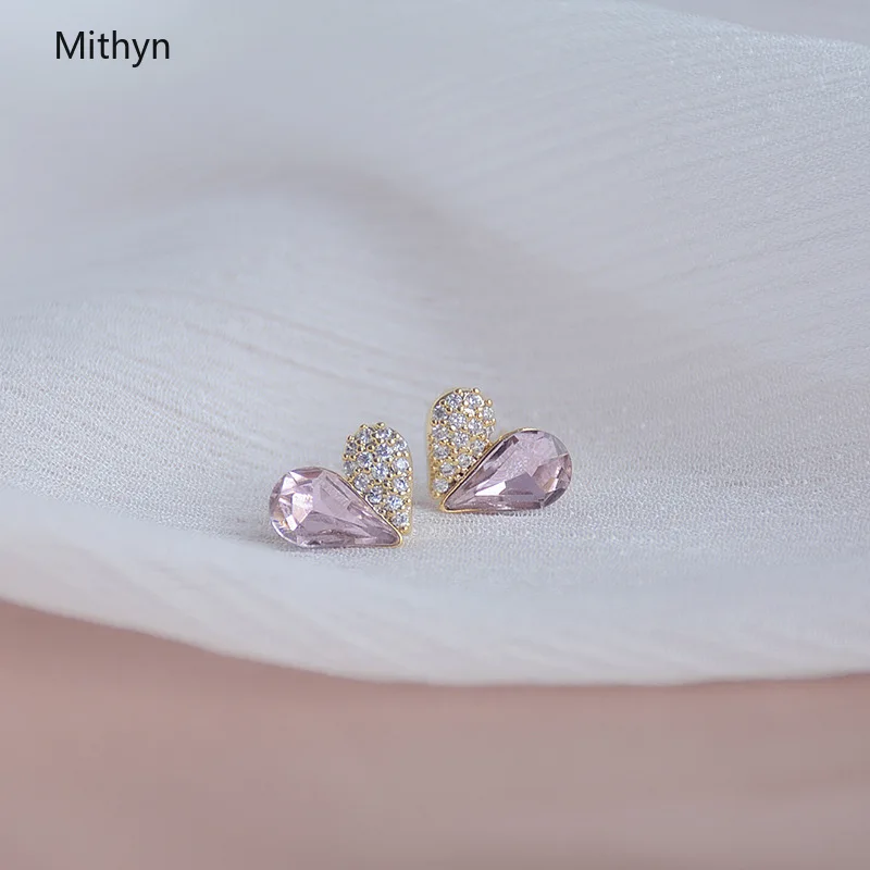 

Ins Hot Sale Elegant Jewelry 14K Real Gold Plated Heart Stud Earrings For Women Zirconia Earrings Gift